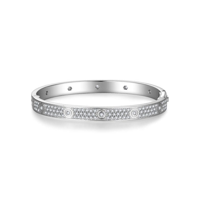 Three-row wide starry sky bracelet, S925 silver plated with 18k gold, men's and women's compatible moissanite bracelet