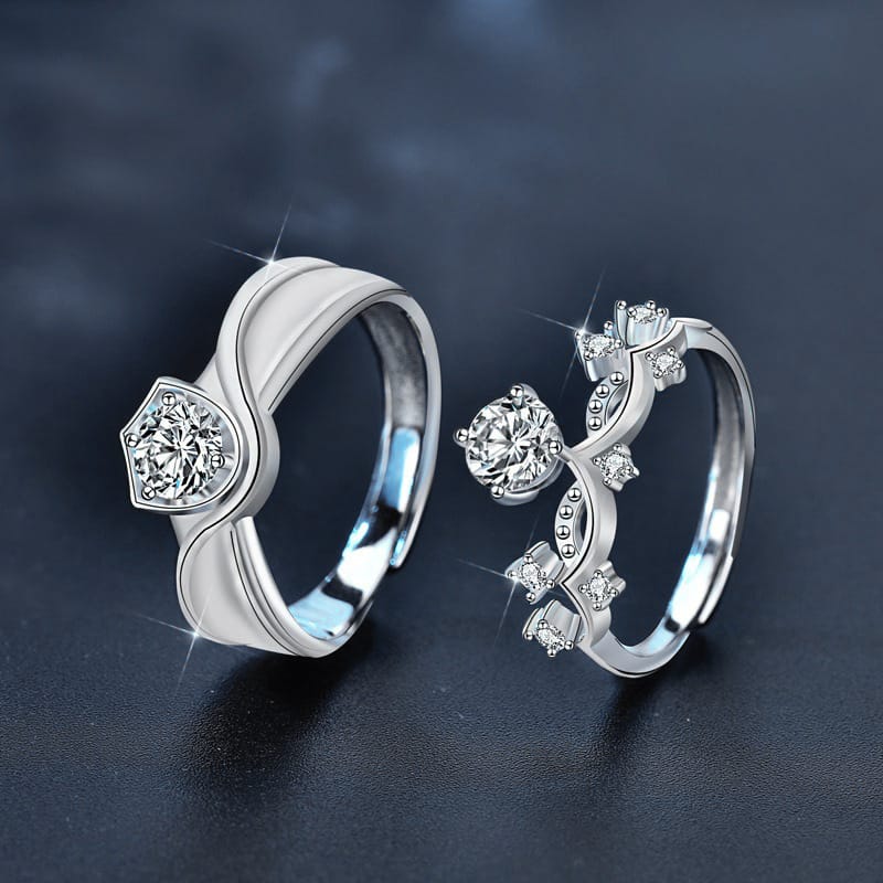 Princess and Knight Couple Rings: Moissanite S925 sterling silver ring, start a romantic love story