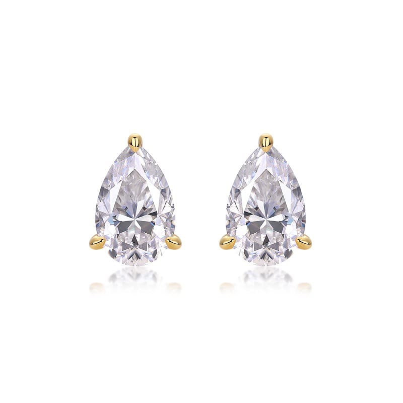 Light luxury and high-end, versatile Moissanite pear-shaped earrings S925 silver and gold earrings