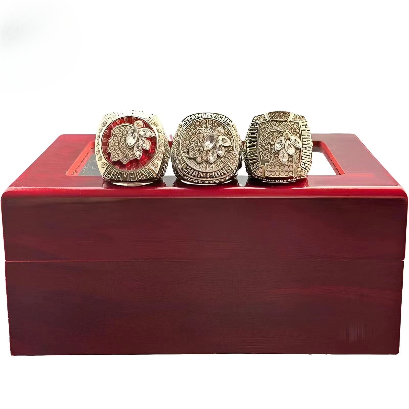 NHL Chicago Blackhawks Hockey Championship Ring 3-piece set of alloy
