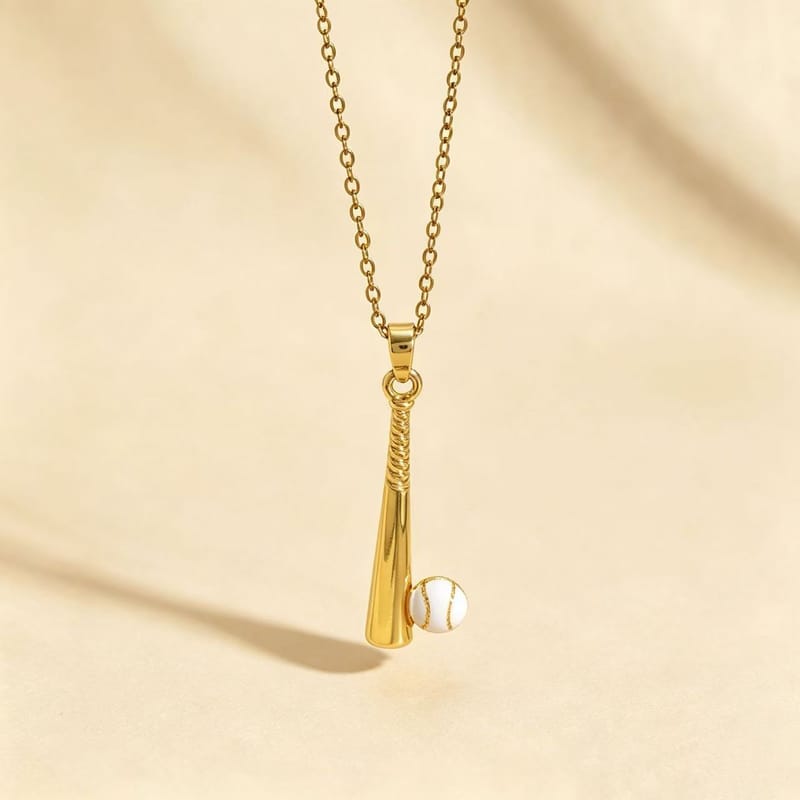 Baseball Bat Pendant Titanium Steel Necklace | American Street Style Unisex Sport Jewelry | Light Luxury — BQ-110