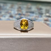 Men's Ring 925 Silver Citrine Men's Ring Overlapping Live Supply