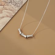 Po S999 Silver High-grade Bamboo Necklace Niche Design Ins Style Commuter Simple All-match Clavicle Chain for Hair