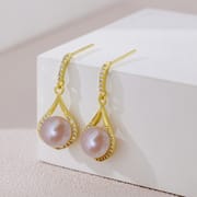 Natural Freshwater Pearl Earrings French Simple Drop-shaped Long Small Ear Drop Fashionable Earrings All-match Elegant Earrings