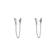 Po S999 Foot Silver Butterfly Binaural Earrings Light Luxury Niche Design Advanced Sense Sweet Tassel Earrings for Hair