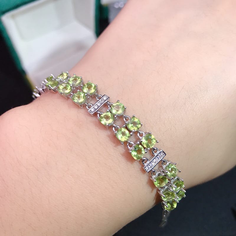Natural Olivine Bracelet Wholesale 925 Silver Inlay 6x 8mm Receive Orders