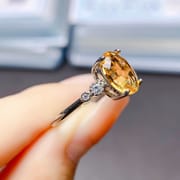 Factory wholesale explosions natural citrine ring S925 silver inlaid main stone 8*10 selling Europe and the United States a generation of hair
