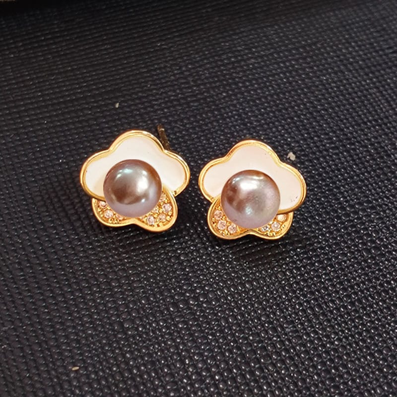 Natural Freshwater Pearl Earrings Auspicious Clouds Small and Exquisite Pearl Earrings Light Luxury Niche 2024 New Earrings