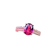 Fresh simple fashion 925 silver natural 6 * 8mm magnesium aluminum garnet female ring full of fire color live broadcast
