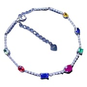 Natural Emerald Sapphire Ruby Tanzanite Bracelet Duobao Inlaid 925 Silver Wholesale