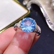 Blue Topaz Women's Ring 925 Silver Mosaic Fireworks Blue Topaz Women's Ring Factory Make Goods on behalf of Hair