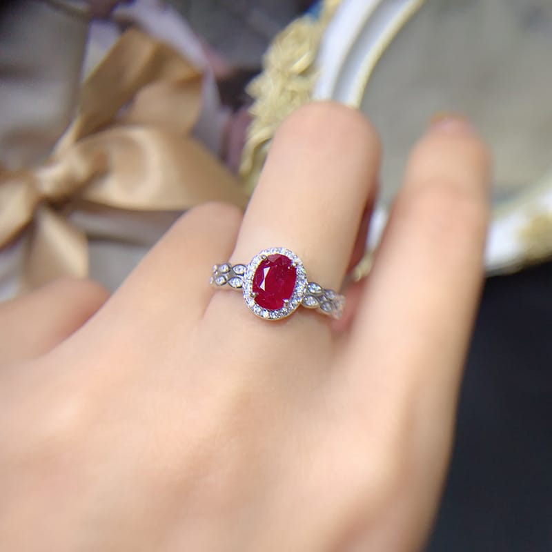 Old burn natural ruby 5*7mm ring live 925 silver fashion female ring trembles live supply batch