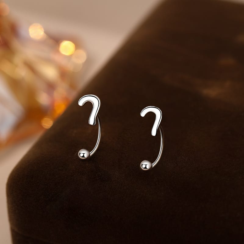 Po S999 Silver Geometric Simple Punctuation Mark Exclamation Mark Screw Earrings Women's Exquisite Earrings