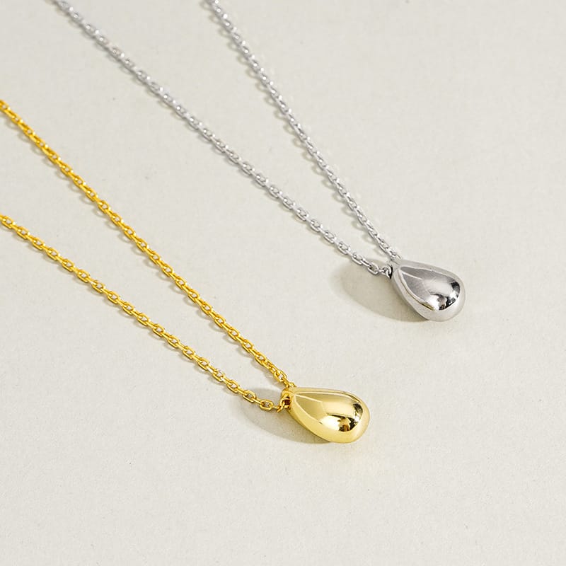 S925 Sterling Silver Necklace Vintage Fashion Elegant Simple Water Drop Pendant Women Necklace Clavicle Chain Jewelry Trendy
