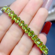 Qing Xia natural olivine bracelet wholesale 925 silver ladies Bracelet 4*6 luxury light luxury High sense