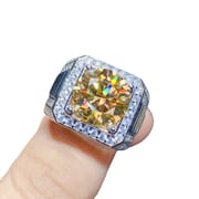 Men's diamond ring. 5 karat Yellow Diamond men's ring tested diamond pen with GRA certificate D color