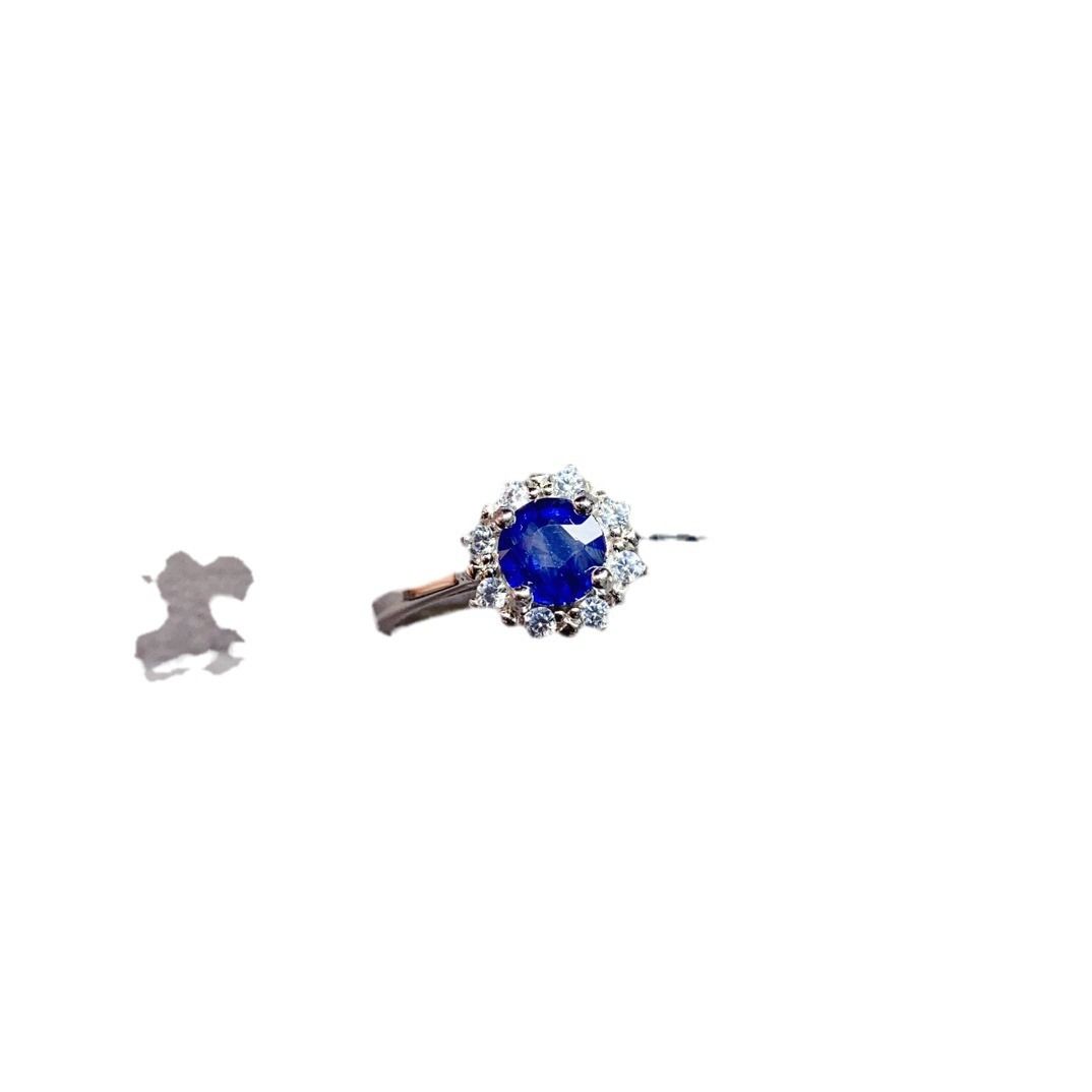 Factory wholesale explosions natural sapphire ring S925 silver inlaid main stone 5*5 selling Europe and the United States a generation of hair