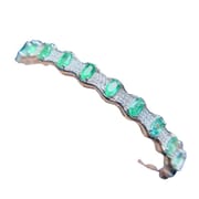 New on new natural emerald bracelet 925 silver inlay gift wholesale