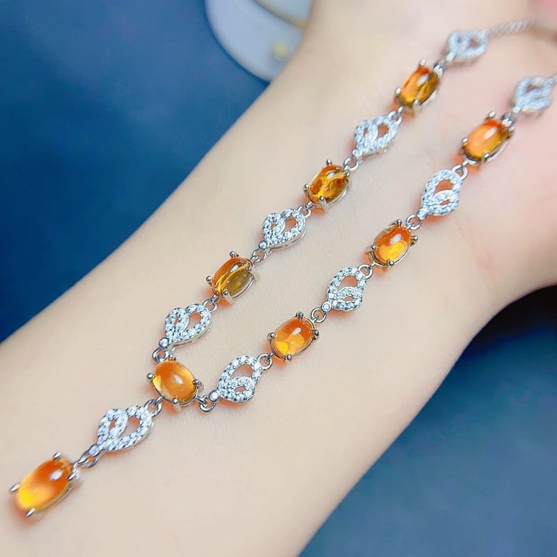 New natural citrine necklace 5 * 7mm necklace dress evening necklace pendant 925 silver women's pendant live broadcast