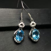 925 sterling silver inlaid natural topaz earrings physical store factory wholesale
