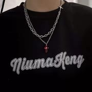 Cross zircon non-fading titanium steel necklace men's all-match high-end sense Cuban chain personality niche neck chain necklace