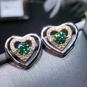 New green diamond earrings certificate waist size wholesale 925 silver inlaid green diamond earrings