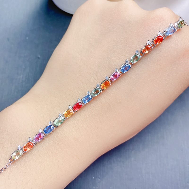 Girls bracelet natural color sapphire bracelet 925 silver send certificate live TikTok supply