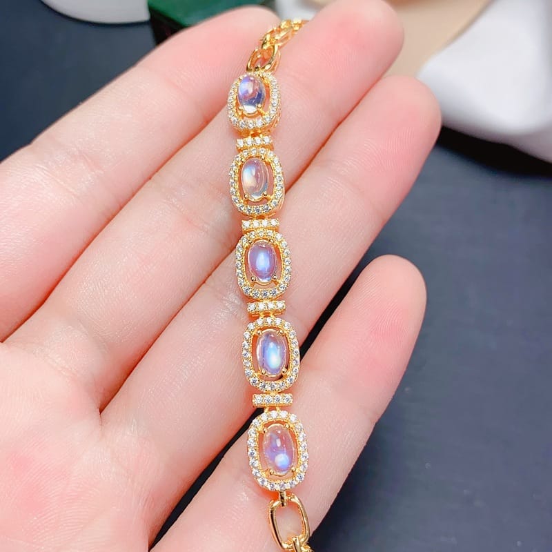 Sri Lanka Moonstone Bracelet Clean Body Strong Light 925 Silver Women Bracelet Light Luxury Cold Style Bracelet