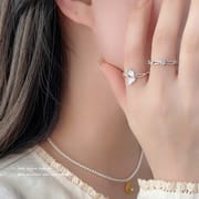 Aobao S999 pure silver elegant apricot leaf ring female autumn and winter atmosphere sense high sense adjustable ring generation hair