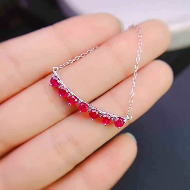 Fashion natural Ruby evening necklace 925 silver inlaid ruby with Row Women's clavicle necklace wholesale