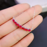 Fashion natural Ruby evening necklace 925 silver inlaid ruby with Row Women's clavicle necklace wholesale