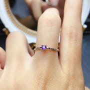 Factory wholesale explosions natural amethyst ring S925 silver inlaid with the main stone 3*3 selling Europe and the United States a generation of hair