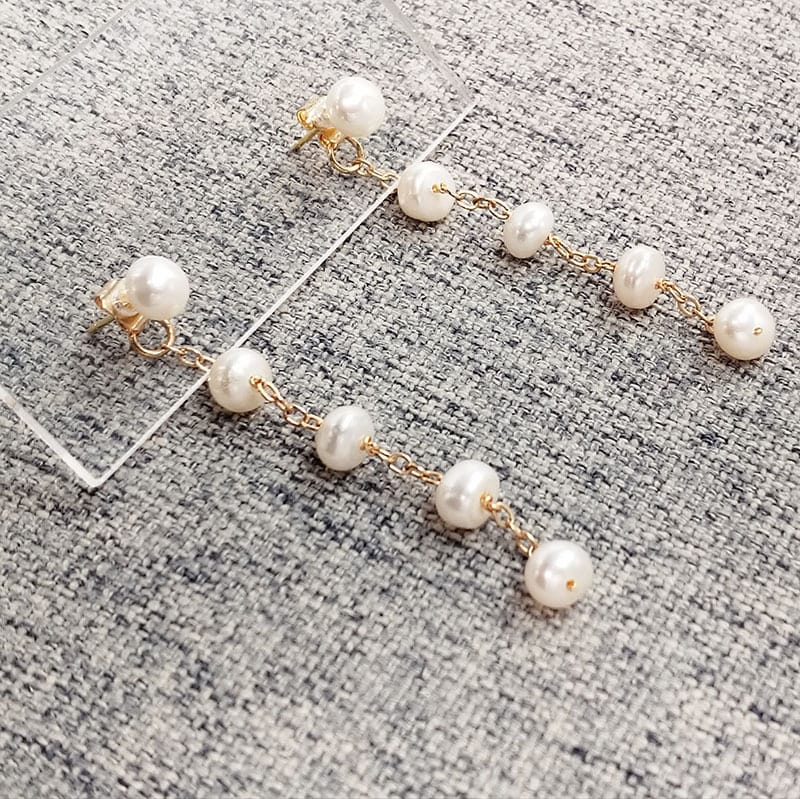 Natural fresh water pearl gypsophila long tassel earrings S925 silver pin earrings a two-wear niche earrings for women