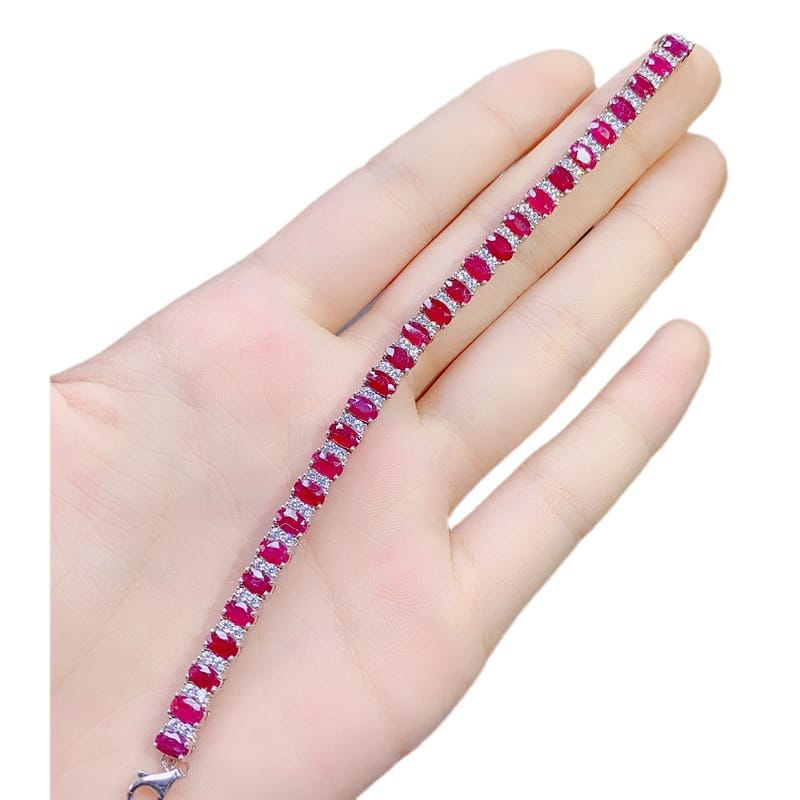 Fresh and beautiful DIY natural ruby bracelet trembles live supply 925 silver fast hand Live supply wholesale