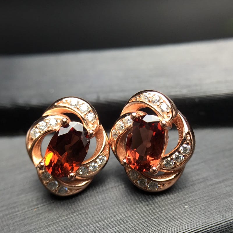 Garnet earrings wholesale 925 silver inlay shopping mall jewelry store pick up special