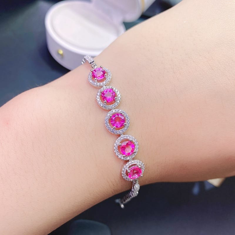 Natural powder Topaz bracelet small fresh beautiful 925 sterling silver Live supply store