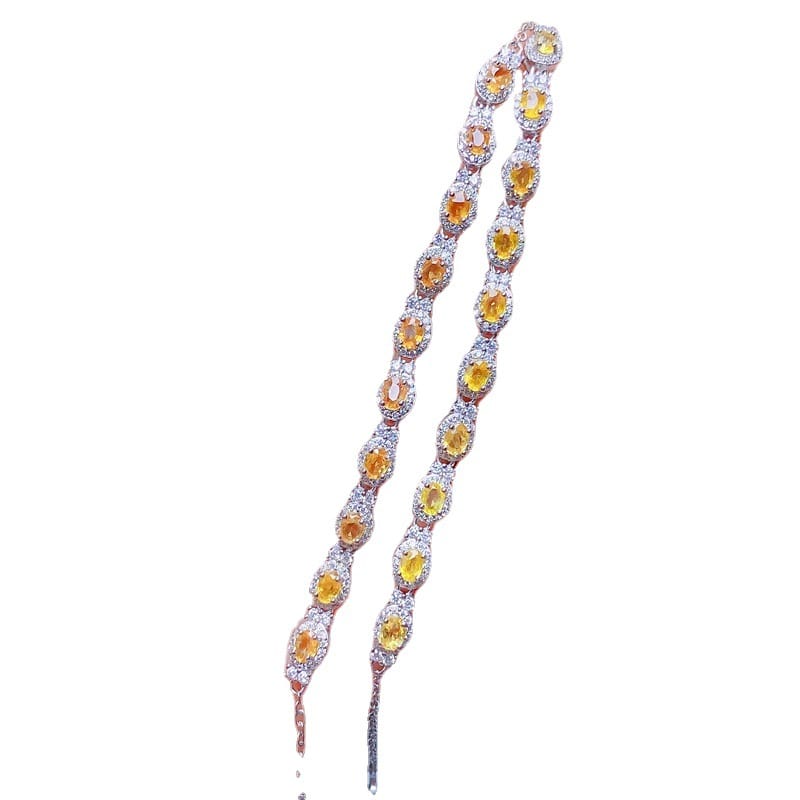 Natural sapphire bracelet girls 925 silver sapphire bracelet 3 * 4mm bare stone live broadcast colorful treasure wholesale