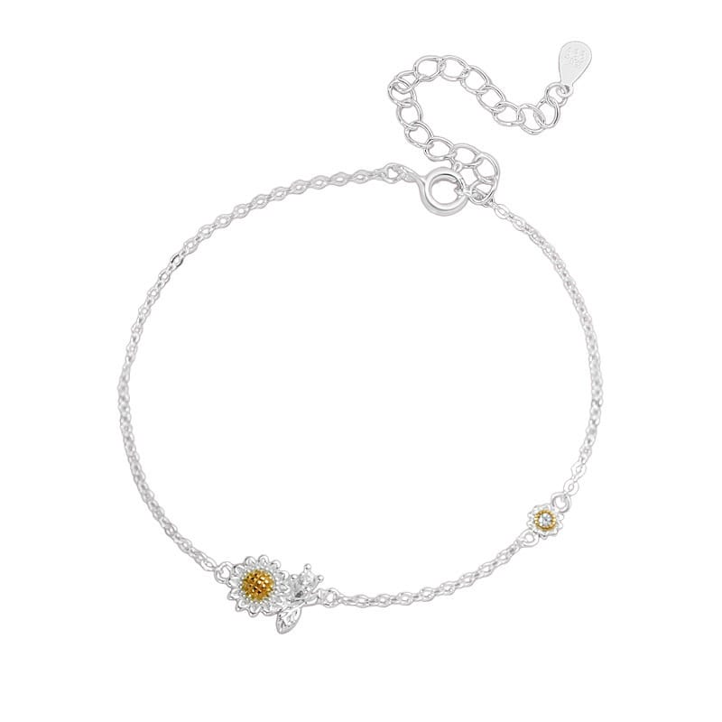 Original Po S999 Silver Sunflower suit Jewelry Fresh Artistic Gentle Send Girlfriend Clavicle Chain