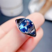 Italian craft design advanced natural London Blue Topaz ring 925 silver open mouth fashion beautiful ring