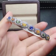 Natural color sapphire bracelet 925 silver jewelry