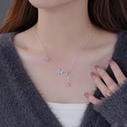 Po S999 Silver Butterfly Tassel Necklace Women's New Arrival Light Luxury Niche Korean Style Sweet Cute Necklace for Hair