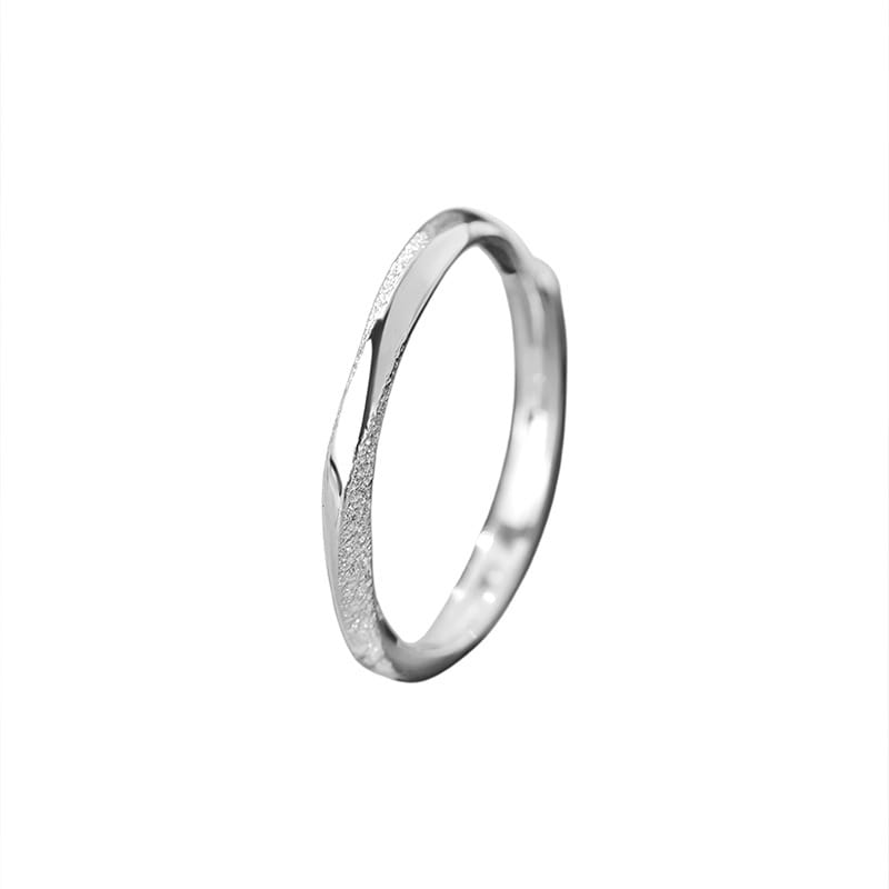 Po S999 silver nail sand smooth ring personality fashion niche design simple fresh open ring generation hair