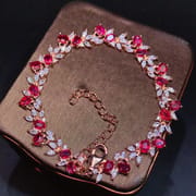 Girls ruby bracelet 925 silver ruby bracelet wholesale with extended chain adjustable one-piece delivery