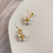 Natural Freshwater Pearl Earrings Flower Earrings Small Chanel Style Niche Design Simple Small High-end Earrings for Women