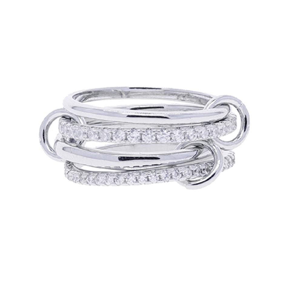 Cross-border explosions stainless steel ring interlocking full diamond zircon ring two-color multi-element new cross-border explosives
