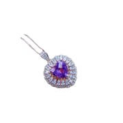 New natural amethyst pendant Plaid 9 * 9mm women's pendant necklace 925 silver wholesale live TikTok