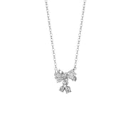 Po S999 Silver Bow Bell Necklace Sweet Niche Elegant High-end Temperament Clavicle Chain for Hair