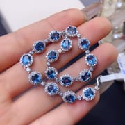 Natural London Blue Topaz bracelet 4 * 5mm fashion bracelet 925 silver London lantopa women's bracelet