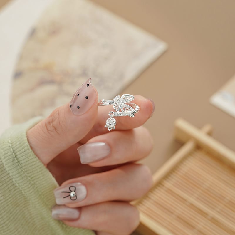  S999 Silver Butterfly Ring Fresh and Sweet Niche Elegant All-match Exquisite Bracelet