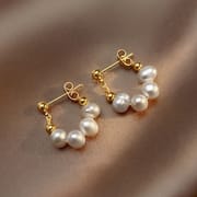 Natural Freshwater Pearl Earrings 925 Silver Earrings Niche Design Simple Fragrant Style Small and High-end Earrings